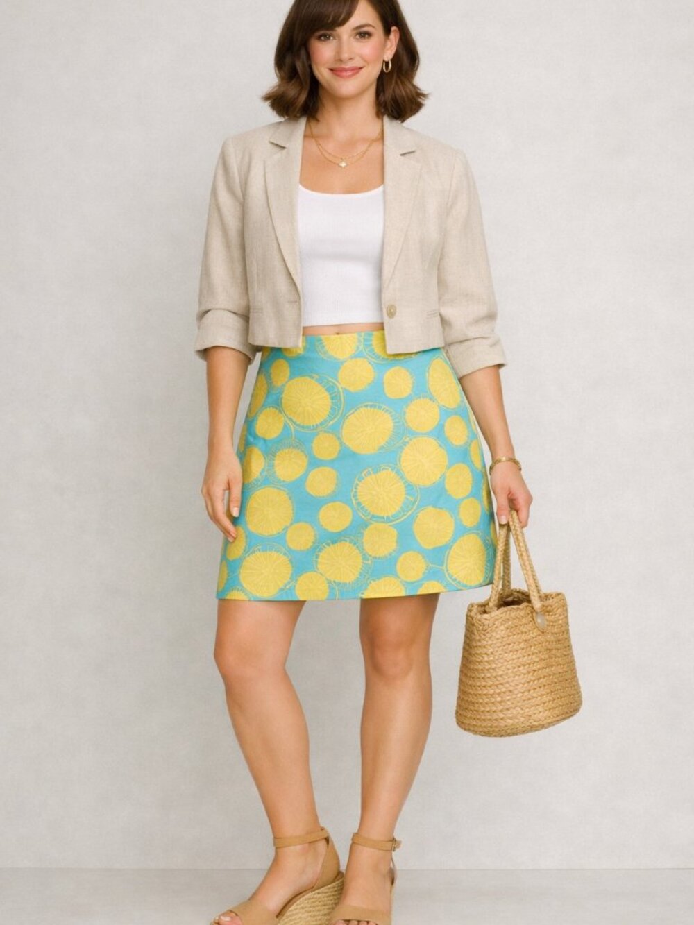 David Brooks, cotton and spandex lemon A-Line  skirt size 12